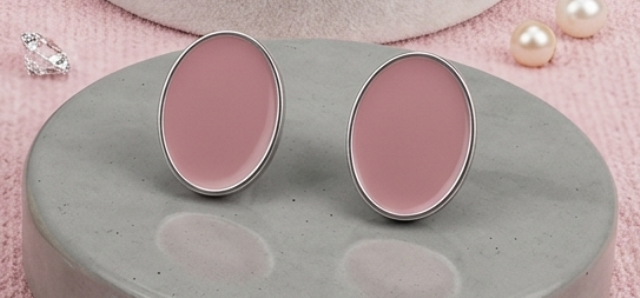 Gyary Blush Oval Stud Earrings