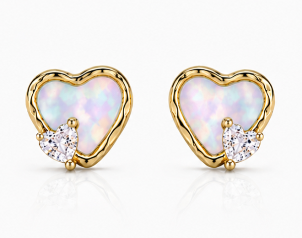Gyary Opal Heart Stud Earrings