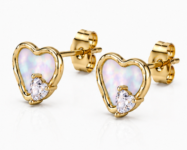 Gyary Opal Heart Stud Earrings