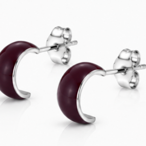 Gyary Burgundy Crescent Stud Earrings