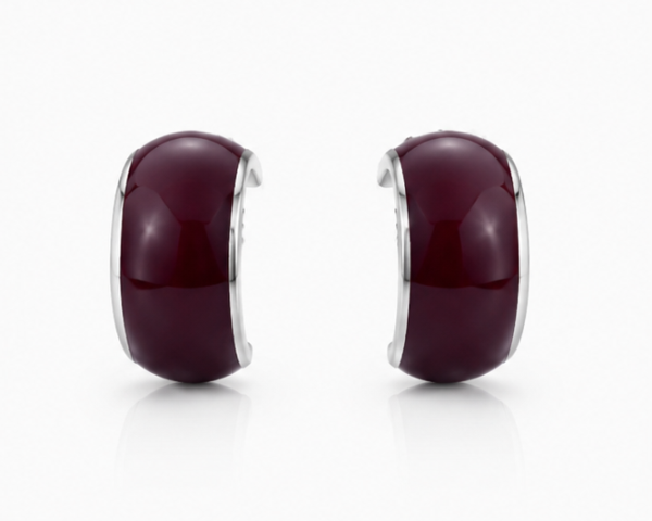 Gyary Burgundy Crescent Stud Earrings