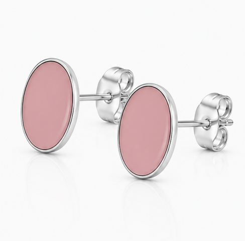 Gyary Blush Oval Stud Earrings