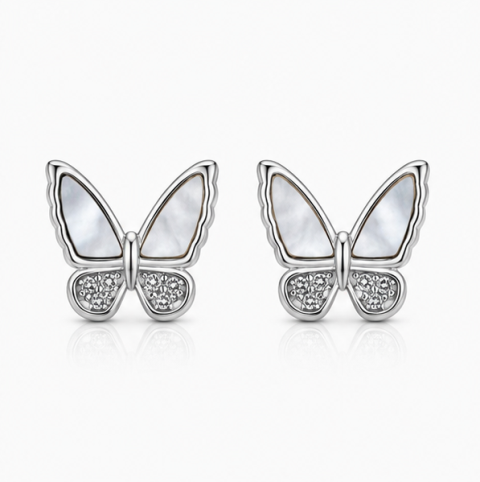 Gyary Pearl Wing Butterfly Stud Earrings
