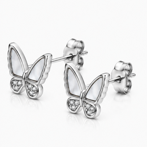 Gyary Pearl Wing Butterfly Stud Earrings