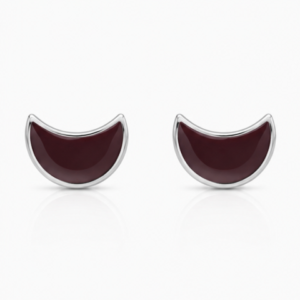 Gyary Crimson Crescent Stud Earrings