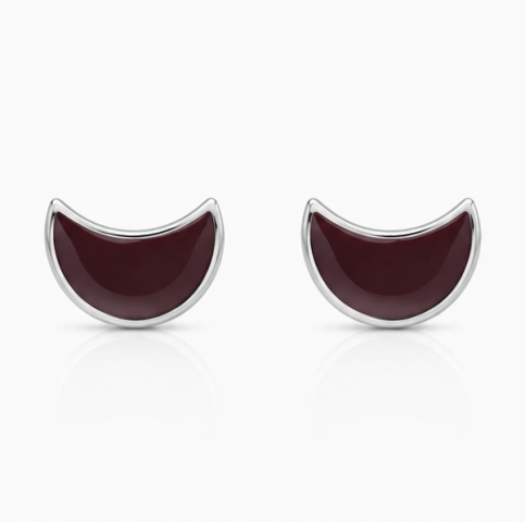 Gyary Crimson Crescent Stud Earrings