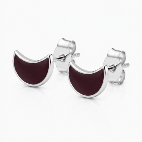 Gyary Crimson Crescent Stud Earrings