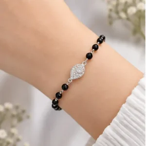 Gyary 925 Sterling Silver Black Beaded Bracelet