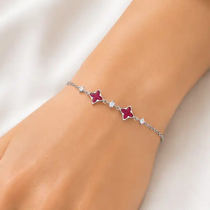 Crimson Clover 925 Sterling Silver Bracelet for Girl