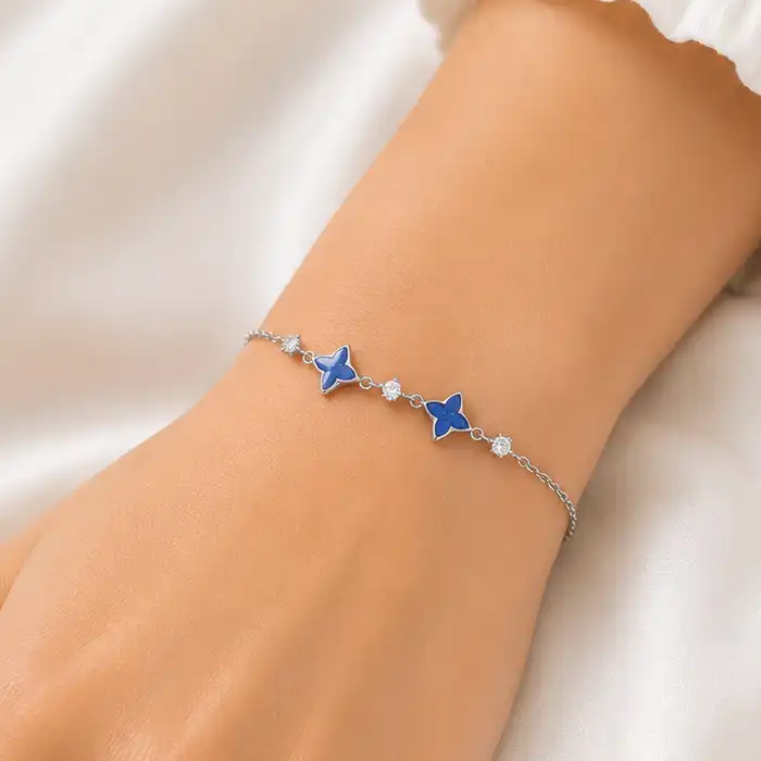 Blue Clover 925 Sterling Silver Bracelet for Girl
