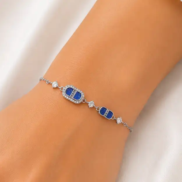 Royal Blue Duo 925 Sterling Silver Bracelet for Girl
