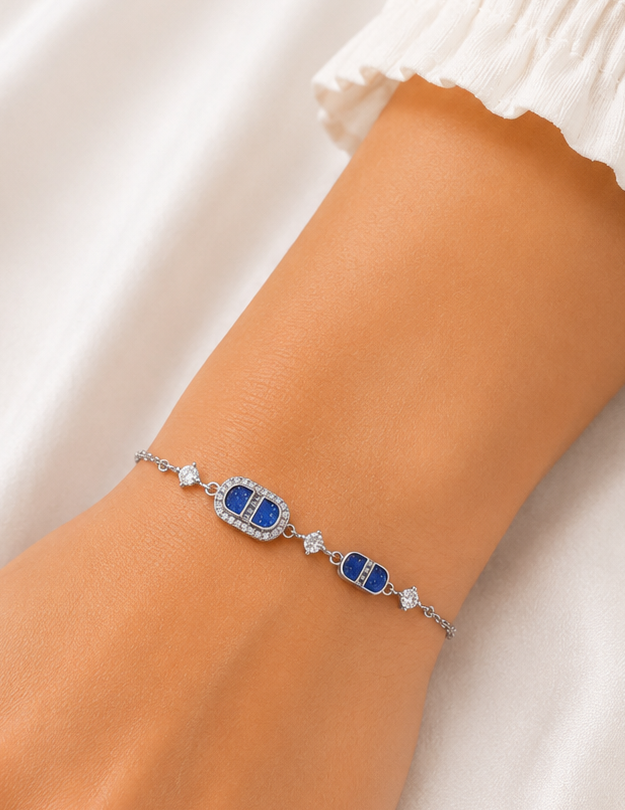 Royal Blue Duo 925 Sterling Silver Bracelet for Girl