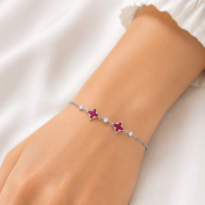 Crimson Clover 925 Sterling Silver Bracelet for Girl