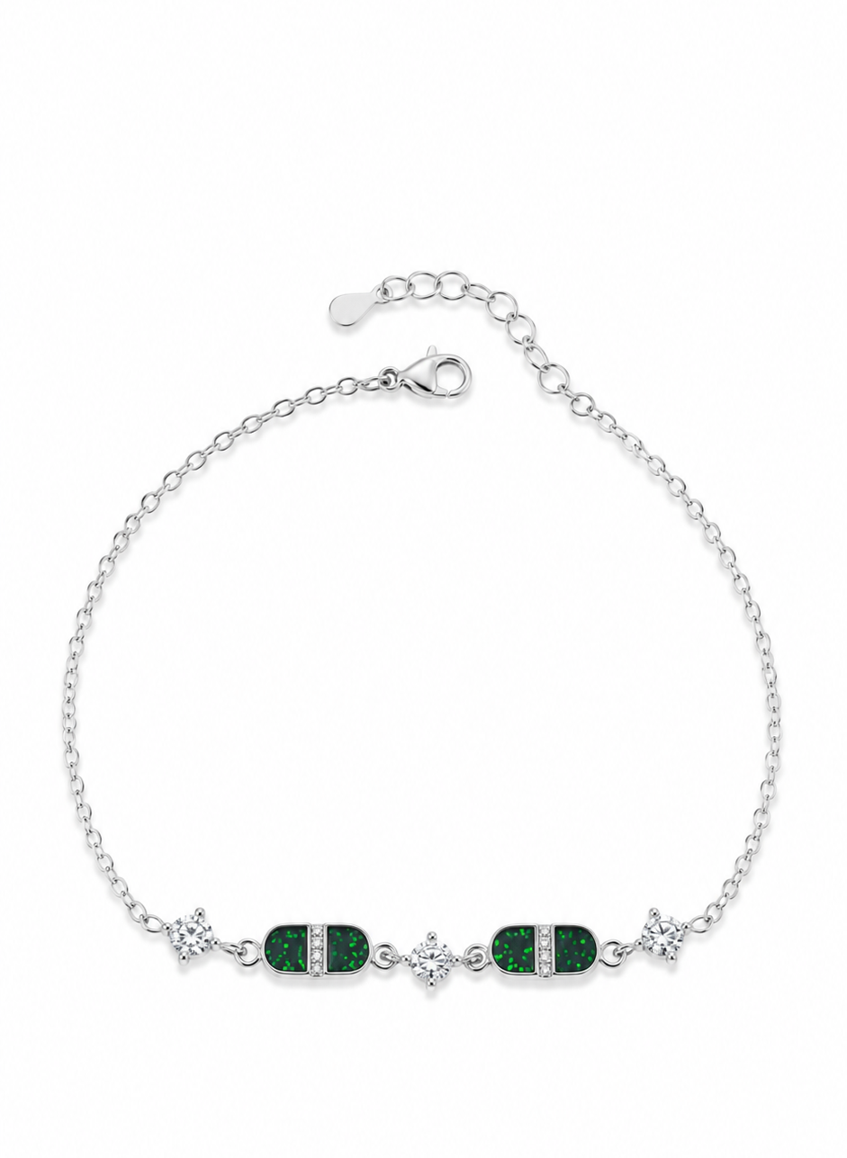 Emerald Duo 925 Sterling Silver Bracelet for Girl