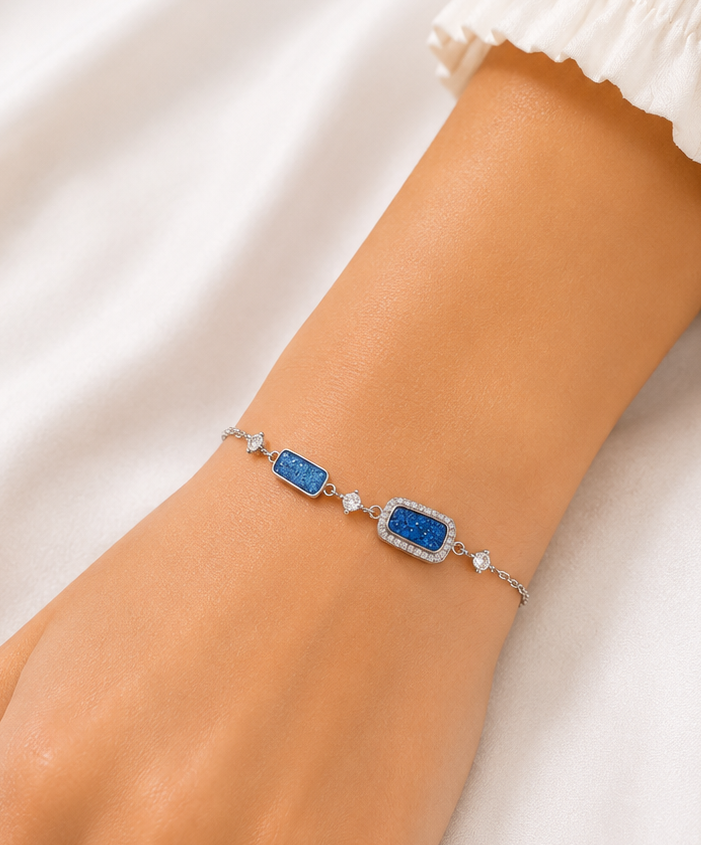 Sapphire Glow 925 Sterling Silver Bracelet for Girl