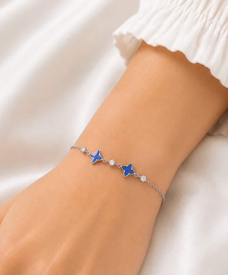 Blue Clover 925 Sterling Silver Bracelet for Girl