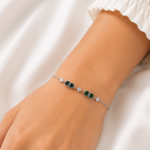 Emerald Duo 925 Sterling Silver Bracelet for Girl