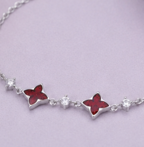Crimson Clover 925 Sterling Silver Bracelet for Girl