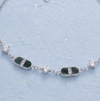 Emerald Duo 925 Sterling Silver Bracelet for Girl