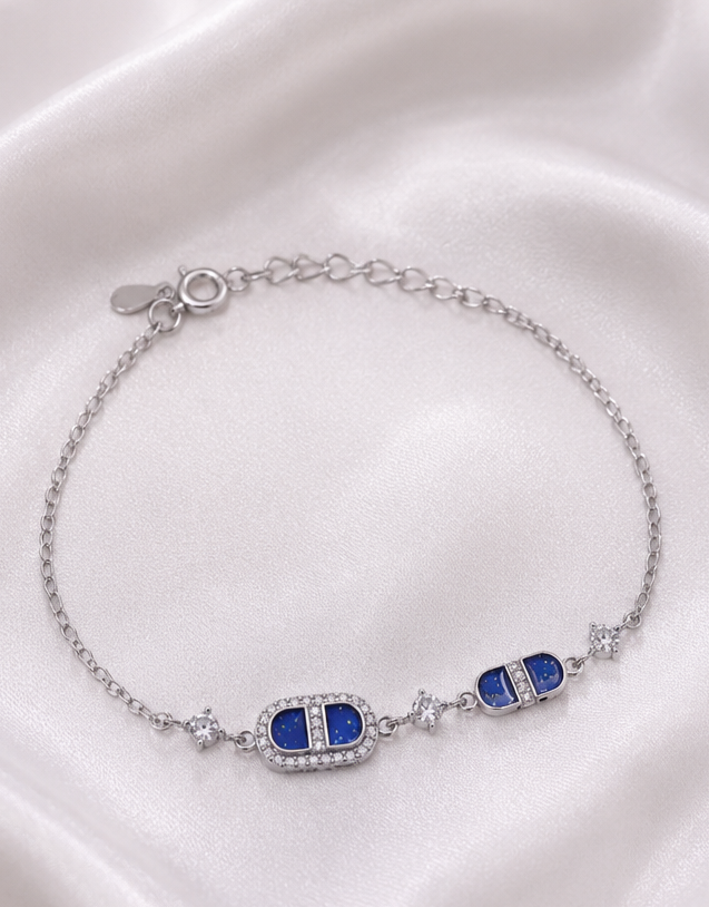Royal Blue Duo 925 Sterling Silver Bracelet for Girl