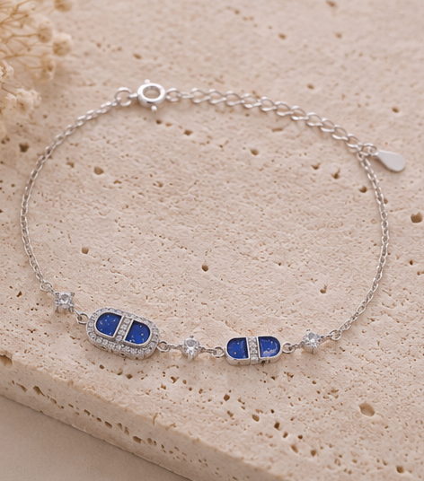 Royal Blue Duo 925 Sterling Silver Bracelet for Girl