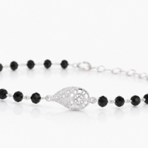 Gyary 925 Sterling Silver Black Beaded Bracelet