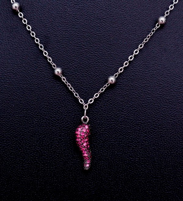Gyary Ruby Horn Charm Necklace