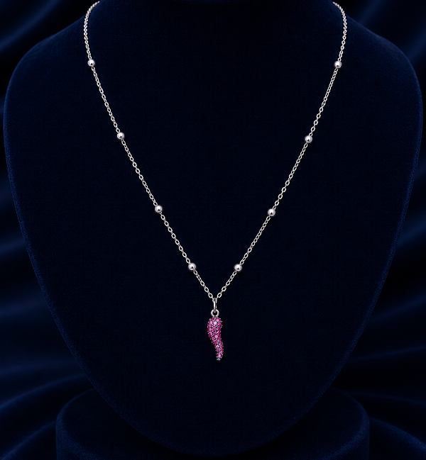 Gyary Ruby Horn Charm Necklace