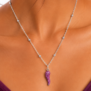 Gyary Ruby Horn Charm Necklace
