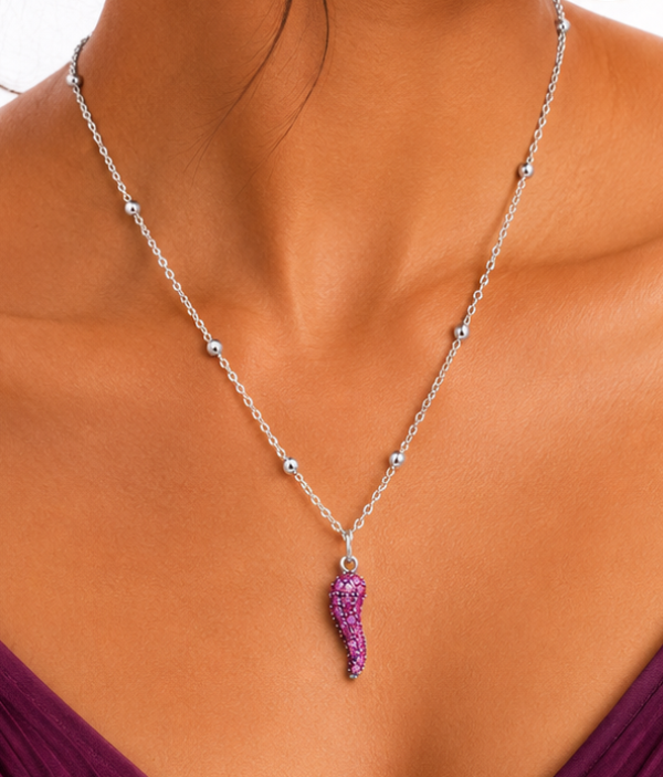 Gyary Ruby Horn Charm Necklace