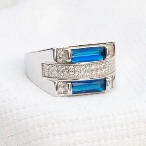 Gyary Men’s Blue Baguette Ring