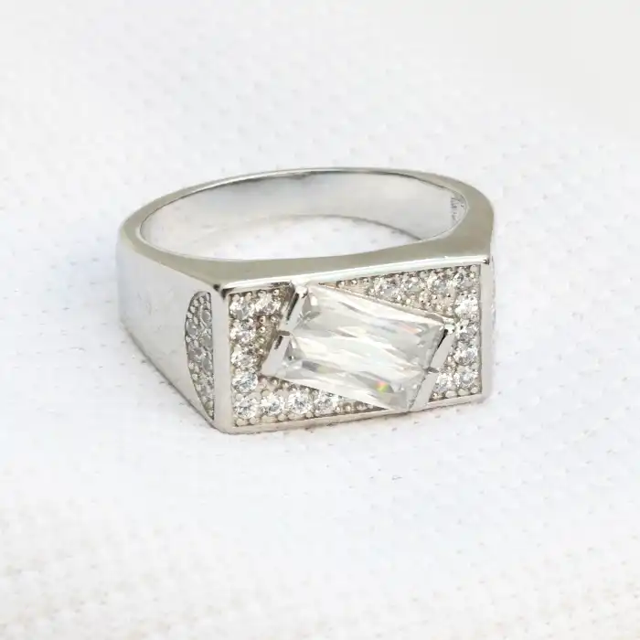 Gyary Men’s Baguette CZ Signet Ring