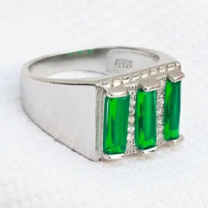 Gyary Men’s Triple Green Baguette Ring